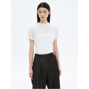 텍스쳐드 하프 슬리브 탑 블라우스 - 화이트 (325365LY11)
