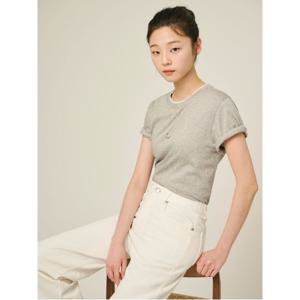 [25SS]레이어드 디테일 반소매 티셔츠  그레이 (BF5442C993)