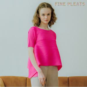 [FINE PLEATS] 피네 플리츠 반팔 날개 블라우스 핫핑크