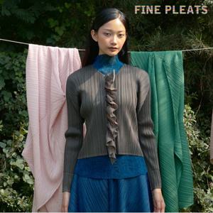 [FINE PLEATS] 피네 플리츠 프릴 숏 가디건 브라운