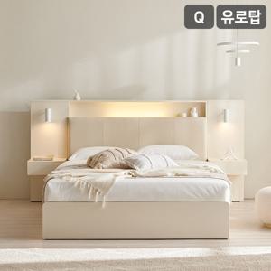 더메인 LED 프리미엄 가죽헤드 수납 호텔 침대유로탑 독립스프링 매트리스-퀸
