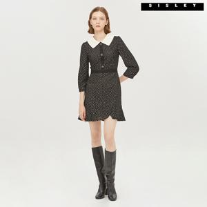 레이스 니트 카라 원피스 SAOP17141_BK
