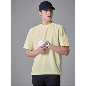 남성 홀메쉬 반소매 라운드넥 티셔츠  옐로우