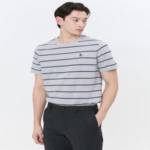 남성 WHTS4B545G2 [스테디셀러]그레이 스트라이프 면 와플조직 반팔티셔츠