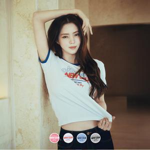 395518 여 그래픽 링거 반팔티