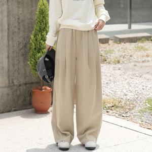 [빼빼] (M~2XL)(자체제작)스트링 밴딩 투핀턱 와이드 면팬츠