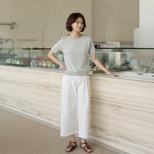 [빼빼] (S~L) 하이웨스트 핀턱 9부 배기 코튼 팬츠