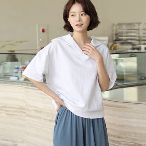[빼빼] 오픈 브이카라넥 루즈핏 반팔 티셔츠