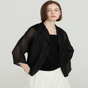 [닥스 여성] [[25SS]] DLJA5BP24BK [D-PLEATS] 블랙 플리츠 7부 소매 가디건 겸용 자켓