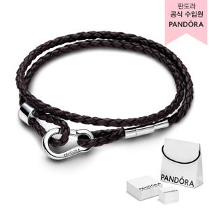 [롯데백화점][판도라(주얼리)](백화점 보증서 제공) 모멘츠 브라운 브레이디드 더블 레더 브레이슬릿