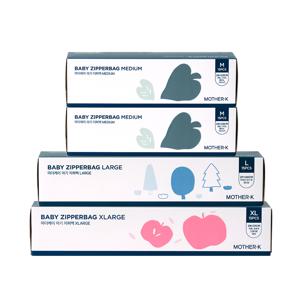 [GIFT/신학기준비] 어린이집 준비 아기 지퍼백 패키지 총60매 (M15매x2개+L15매+XL15매)