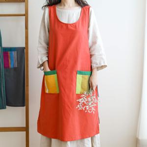트임 원피스 앞치마 오렌지
