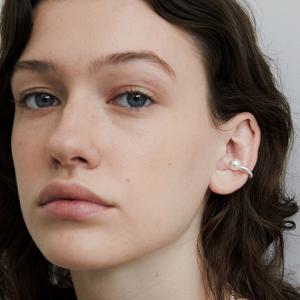 bumpy pearl earcuff - silver