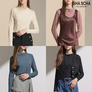 [최초가19,000원][홈쇼핑인기]샤샤 카울넥 티블라우스 1종
