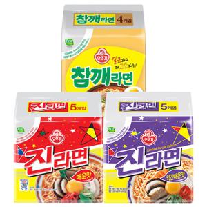 진라면 매운맛 5입 + 진라면 약간 매운맛 5입 + 참깨라면 4입