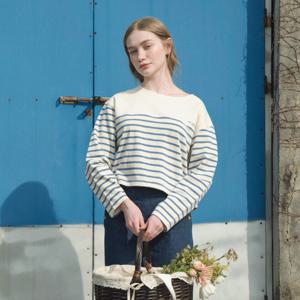 MELIA crop stripe T-shirt_BLUE