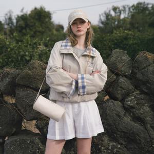 KINI check bomber jacket_BEIGE