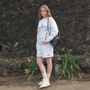 ALLIE embroidery banding short pants_LIGHT GRAY
