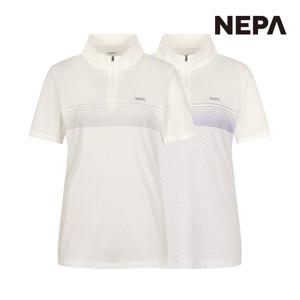 여성 헥사곤 반팔 집업티셔츠 7J45407