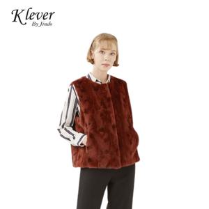 [최초가 590000원] 진도 Klever 스크랩 유색밍크 숏 베스트 (K3W1MV50_)