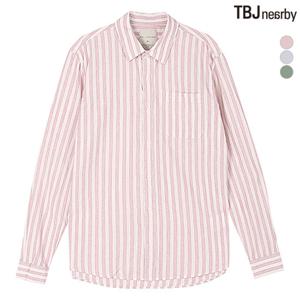 남성 코튼린넨 스탠다드핏 스트라이프 셔츠(T192SH100P)