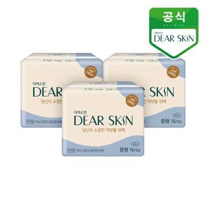 생리대 디어스킨 에어엠보 중형 16p 3개