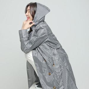 [하프클럽/제이투제이]제이투제이 여성 골프우비 체크 레인코트 바람막이 비옷