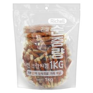 리첼 순중량 강아지간식 1kg, 치킨크런치껌 1kg, 1개