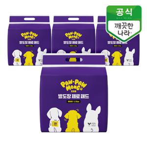 포포몽 발도장 제로패드 반려동물 배변패드 대형 20매 4개 +  펫티슈 장갑형 1개