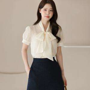 (~XXL까지) 오제 리본타이 퍼프소매 쉬폰 블라우스 여름 하객룩 오피스룩 데이트 모임 미시 빅사이즈