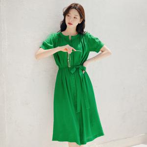 (~XXL까지) 티엘라 핀턱 셔링 플레어 벨트 원피스 여름 링클지 휴양지 모임룩 피크닉 리조트 휴가 빅사이즈