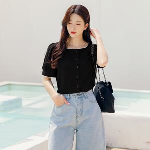 (~XXL까지) 마제온 스퀘어넥 프릴장식 퍼프소매 블라우스 여름 캐쥬얼 나들이 리조트 휴가 빅사이즈