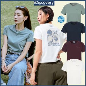 디스커버리 25S/S 여름 신상 여성 워싱 크롭 프레임 반팔티셔츠 DWRS99053