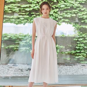 Sleeveless Pleats Dress - White