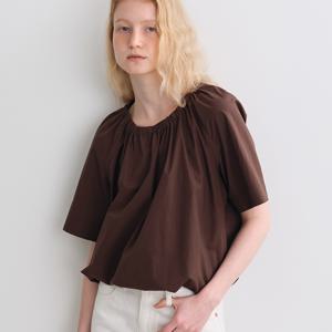 shirring banding blouse (brown)