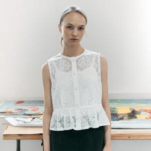 Lace Sleeveless Full-open Blouse VC2573BL306M