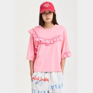 [럭키슈에뜨] 프릴 디테일 티셔츠 LQTAM25600