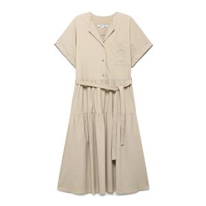[최초가:299,000원]  오픈카라 셔링 벨트 원피스 A253PWO603