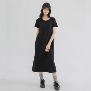 [최초가53,000원] 심리스 모달 루즈핏 하프슬리브 롱 드레스 + 쇼핑백