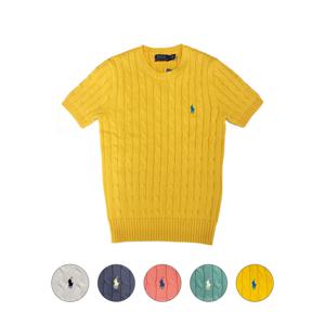 폴로 랄프로렌 여성 포니 꽈배기 반팔 니트 211910987