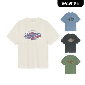 [공식] [카리나PICK]바시티 빈티지 워싱 그래픽 메가 오버핏 반팔 티셔츠 (4 COLOR)