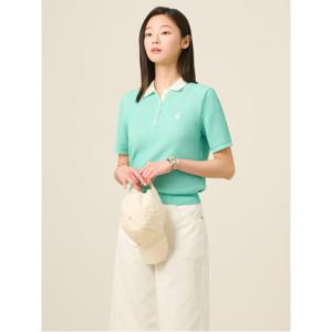 [25SS][빈폴솔솔니트] 투톤 믹스 칼라넥 반소매 풀오버  라이트그린 (BF5451C11L)