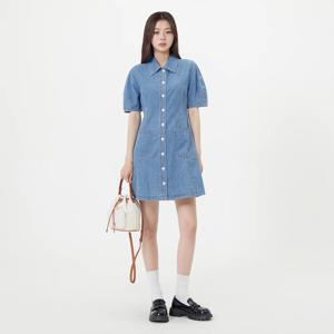 [정가 89,900원]퍼프 소매 슬림 해지 데님원피스_AR2DO562