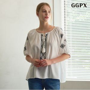 정상가:59,000원 ㅣ 에스닉 테슬 코튼 반팔 블라우스 (GPBBA048D)