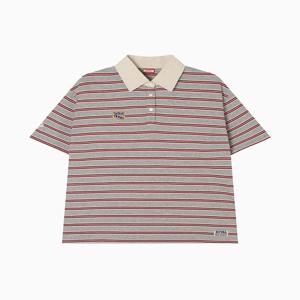 Multi Stripe Collar T Shirt_Red Gray