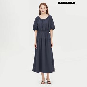 셔링 넥 벌룬 소매 원피스 SAOPE1431