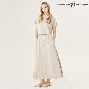 정상가:119,000원 | 크롭 티셔츠 페이크 버튼 롱 스커트 셋업 (NO1OW034L0)