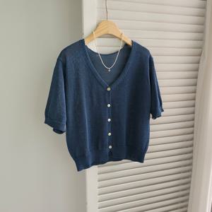 [브리치] 미즈큐즈 /  8color  고슬고슬한 여름 베이직 마 반팔 니트 가디