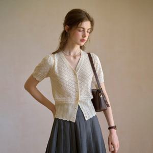 SR_Short-sleeved knitted cardigan