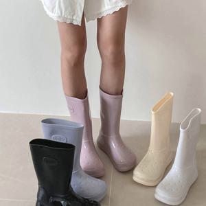 [브리치]  / 키높이 통굽 5CM 미들 레인부츠